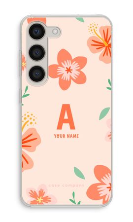 Tropical Pink Flowers Monogram