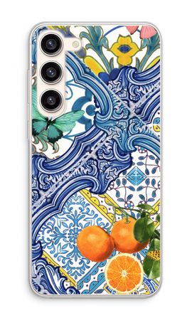 Blue tiles and oranges