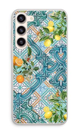 Blue tiles, lemons and oranges