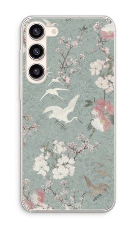 Japanese crane birds blossom