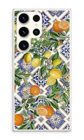 Blue tiles, lemons and oranges