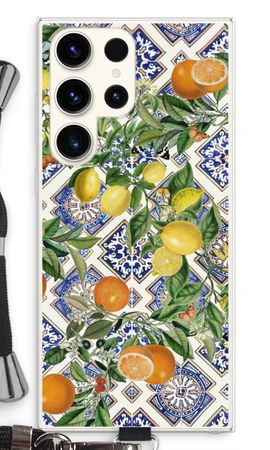 Blue tiles, lemons and oranges
