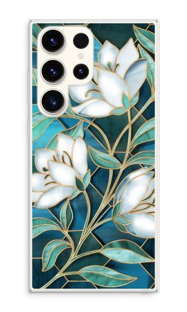 Blaue Glasmalerei Blumen