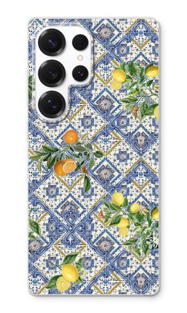 Blue tiles, lemons and oranges - small