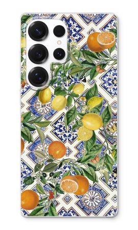 Blue tiles, lemons and oranges