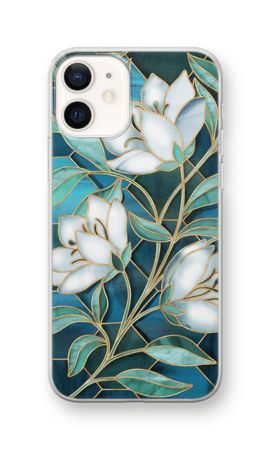 Blue stained glass flowers
