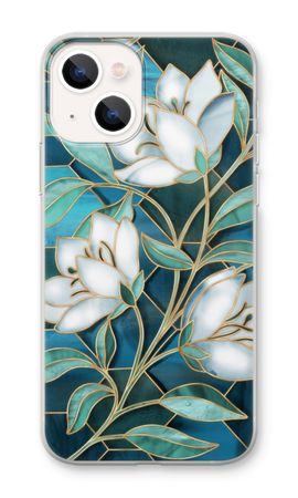 Blauwe glas-in-lood bloemen