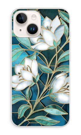 Blue stained glass flowers