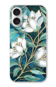 Blue stained glass flowers