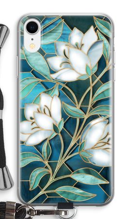 Fleurs en vitrail bleu