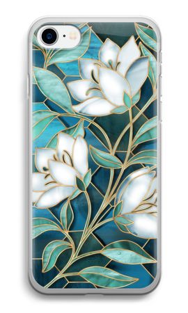 Blue stained glass flowers