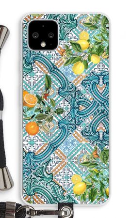 Blue tiles, lemons and oranges