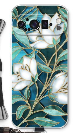 Blue stained glass flowers