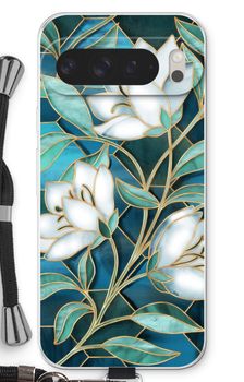 Blaue Glasmalerei Blumen