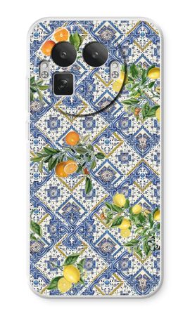 Blue tiles, lemons and oranges - small