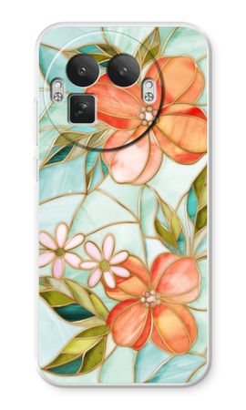 Orange stained glass flower