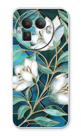 Blue stained glass flowers