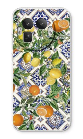 Blue tiles, lemons and oranges