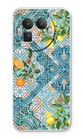 Blue tiles, lemons and oranges