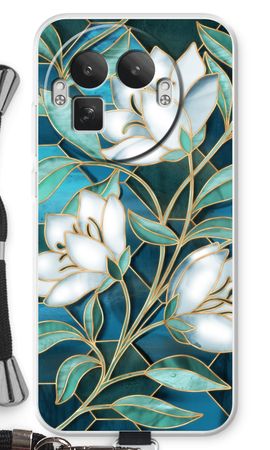 Blue stained glass flowers