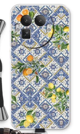 Blue tiles, lemons and oranges - small