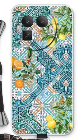 Carreaux bleus, citrons et oranges
