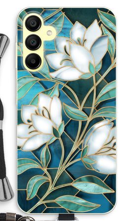 Blue stained glass flowers