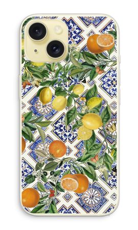Blue tiles, lemons and oranges