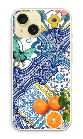 Blue tiles and oranges