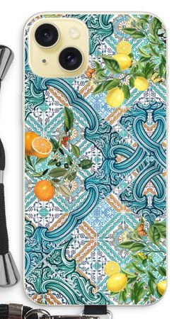 Blue tiles, lemons and oranges