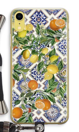 Piastrelle blu, limoni e arance