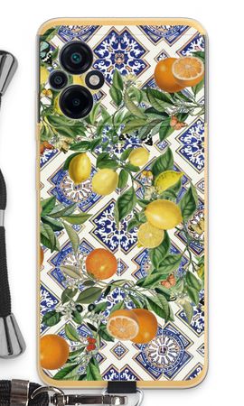 Blue tiles, lemons and oranges