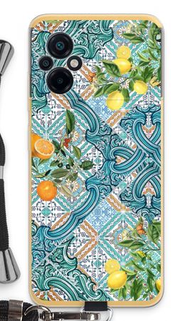 Blue tiles, lemons and oranges
