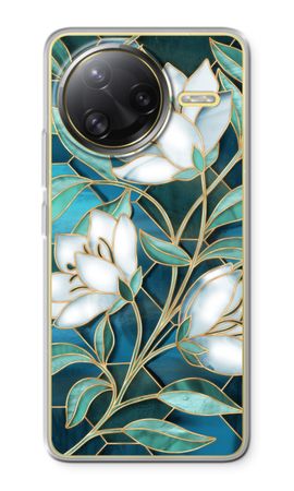 Blue stained glass flowers