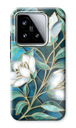 Blue stained glass flowers