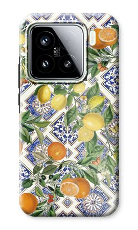 Blue tiles, lemons and oranges