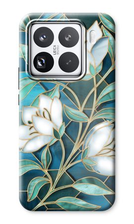 Blue stained glass flowers