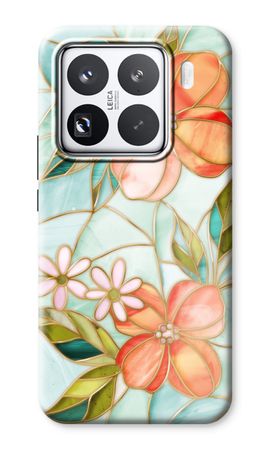 Orange stained glass flower