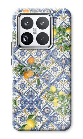 Blue tiles, lemons and oranges - small