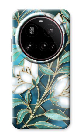 Blue stained glass flowers