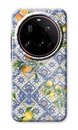 Blue tiles, lemons and oranges - small