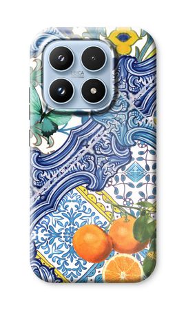 Blue tiles and oranges