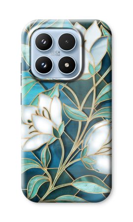 Blauwe glas-in-lood bloemen