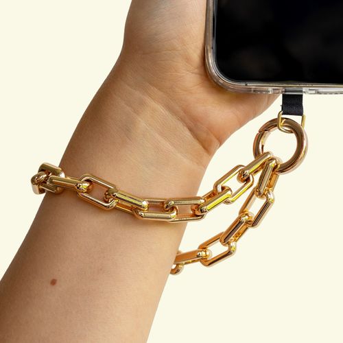 Gold-Colored Metal Phone Wristlet